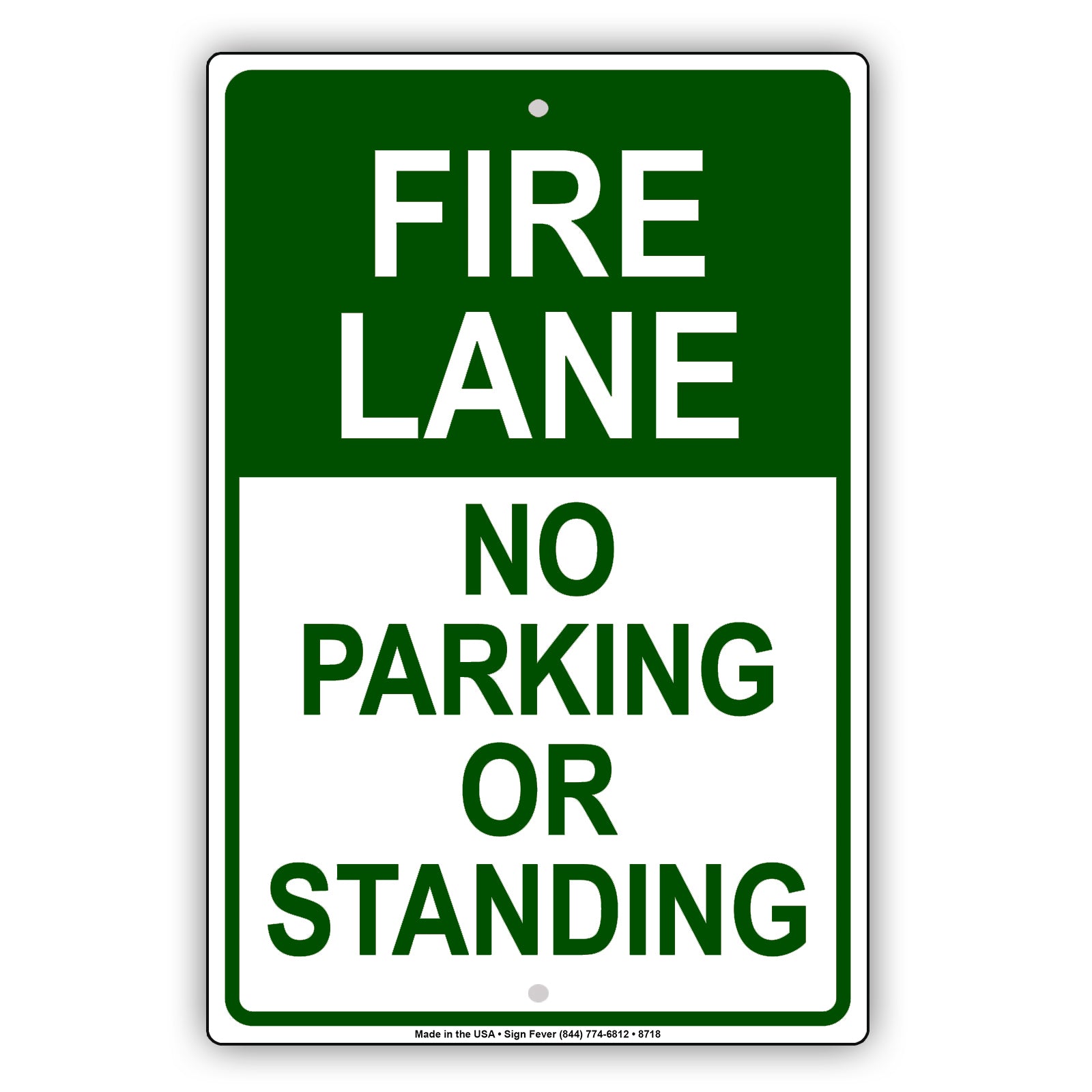 Fire Lane No Parking Or Standing Aluminum Metal Sign Plate