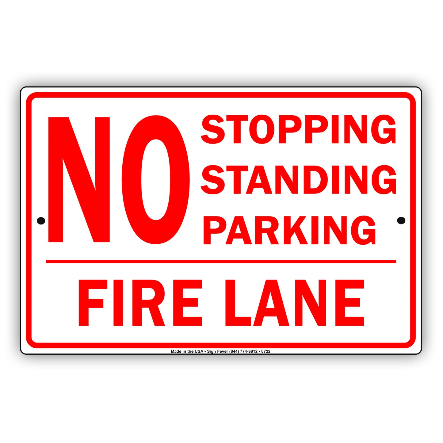 No Stopping Standing Parking Fire Lane Aluminum Metal Sign Plate
