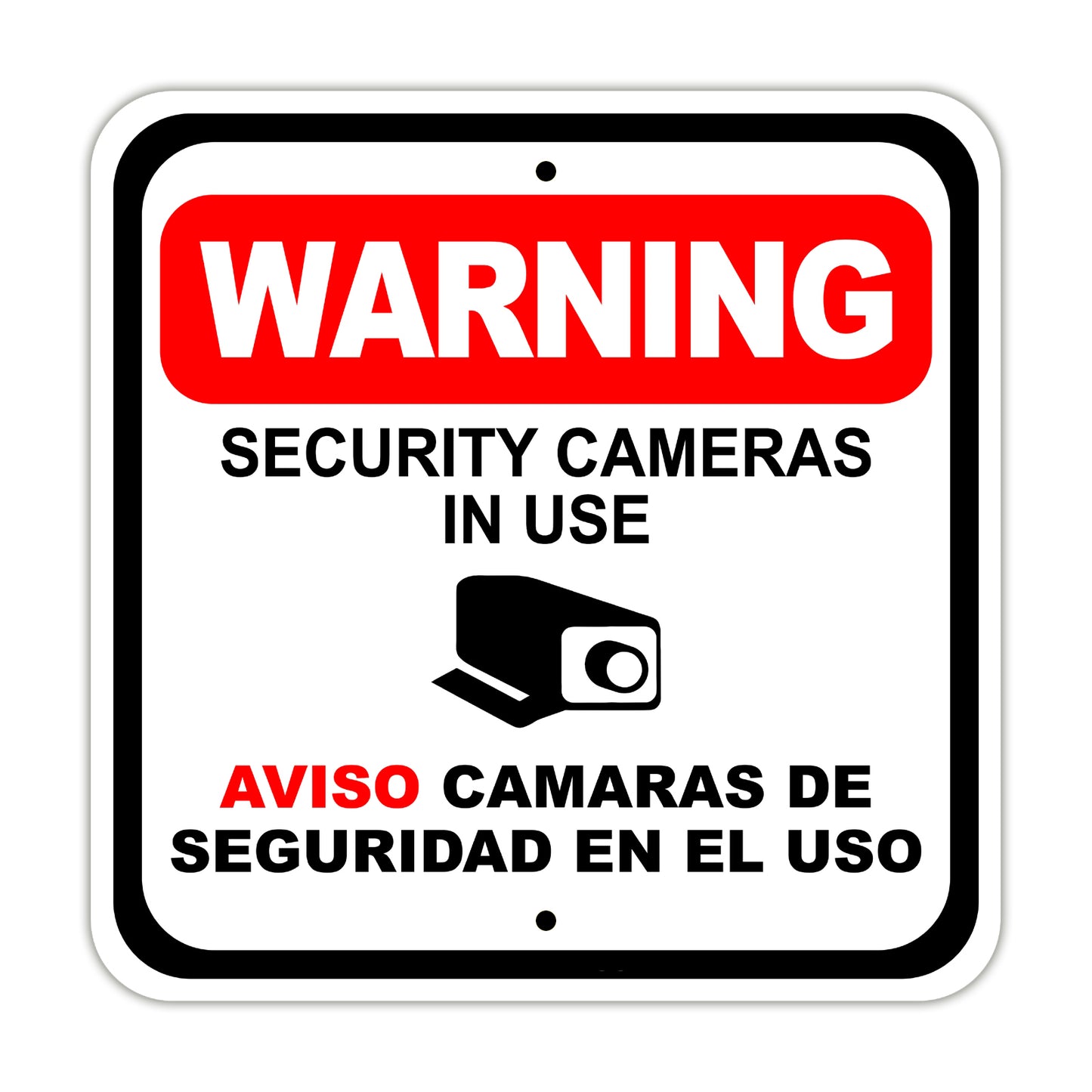 Warning Security Cameras in Use Aviso Camaras de Seguridad En El Uso Aluminum Metal Sign Plate