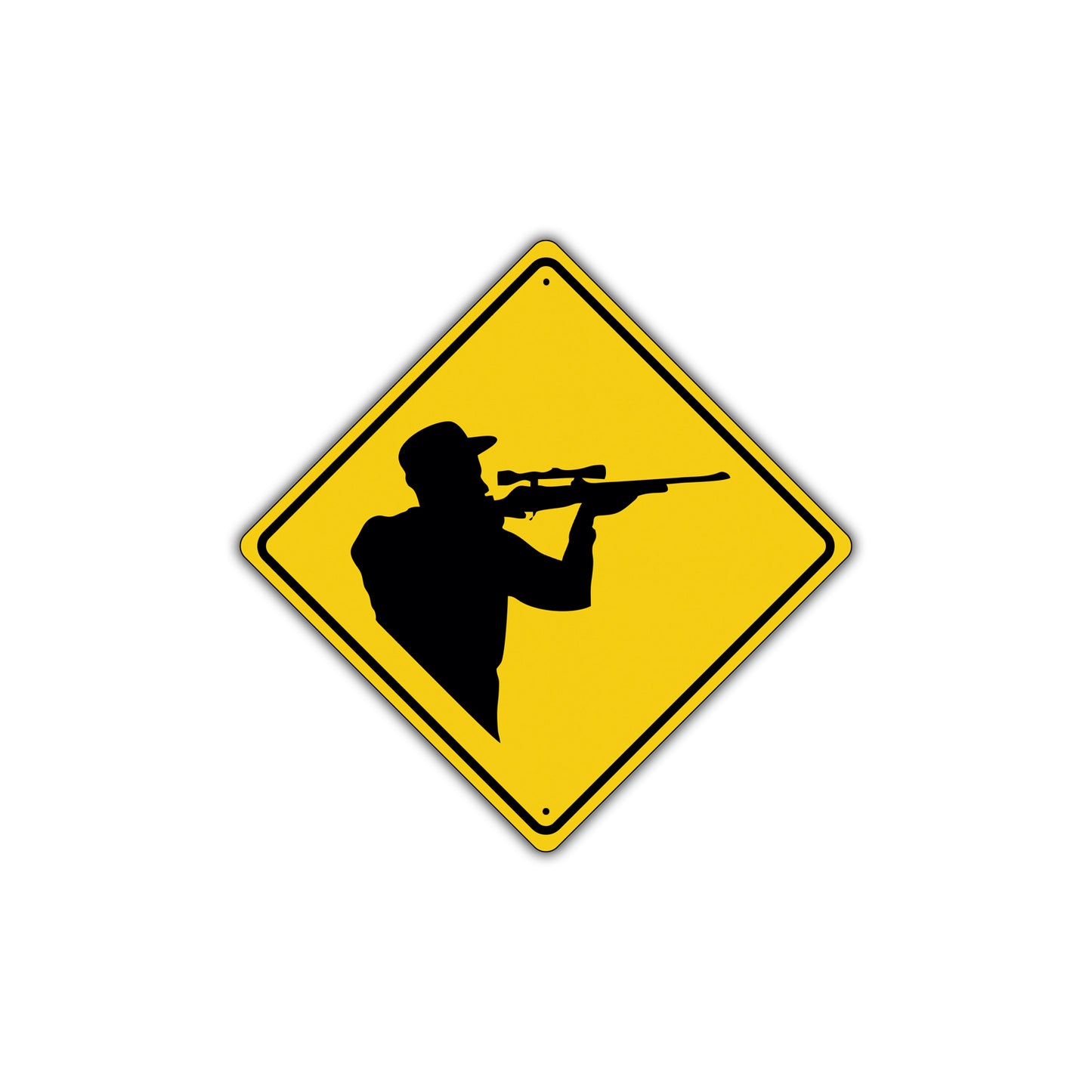 Caution Shooting Range Graphic Symbol Hunting Snipers Alert Attention Metal Aluminum Road Sign