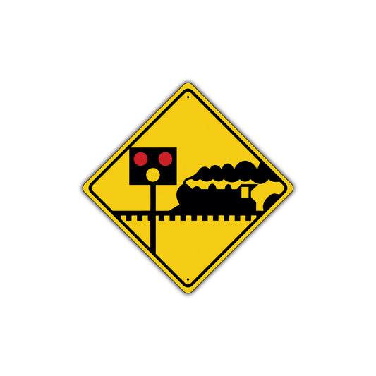 Railroad Train RR Crossing Stop Signal Light Symbol Alert Metal Novelty Attention Aluminum Sign