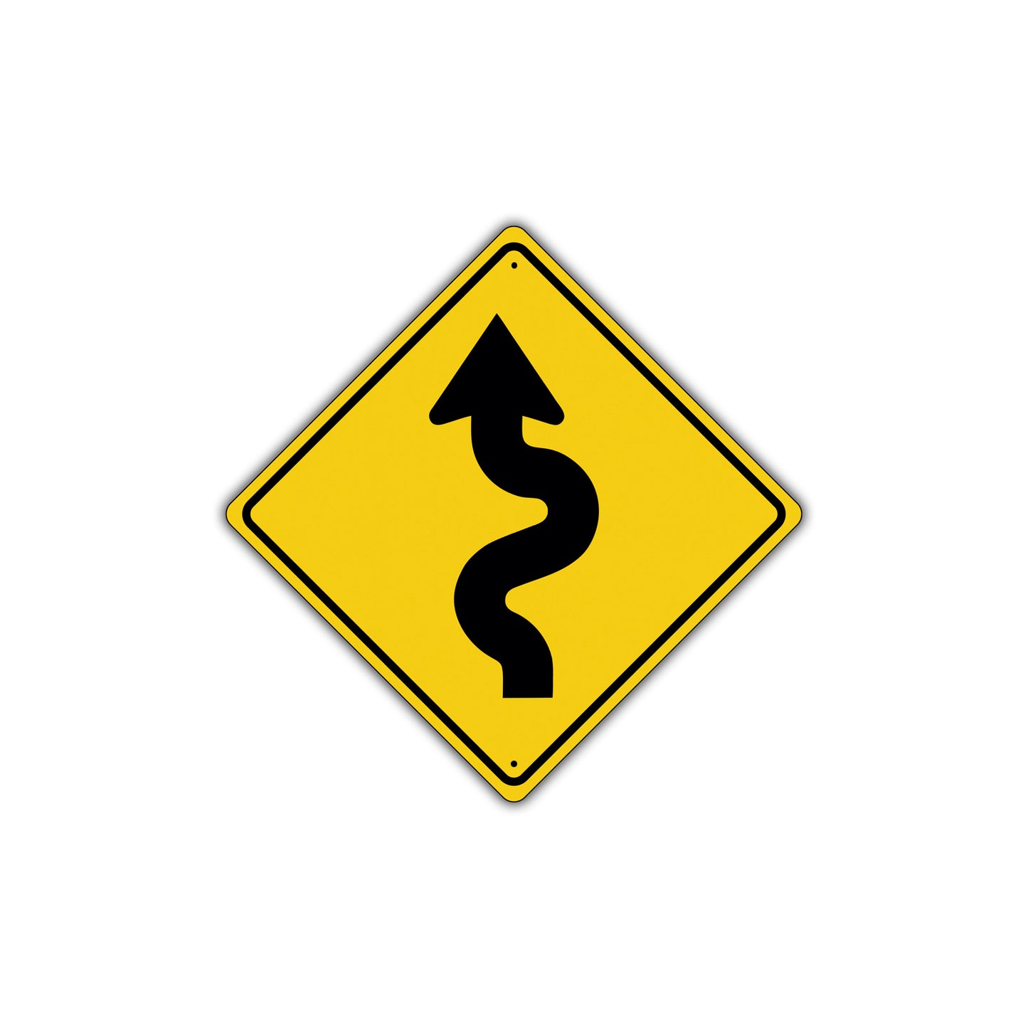 Left Winding Road with Sharp Mountains Turn Symbol Metal Aluminum Novelty Traffic Sign Plate