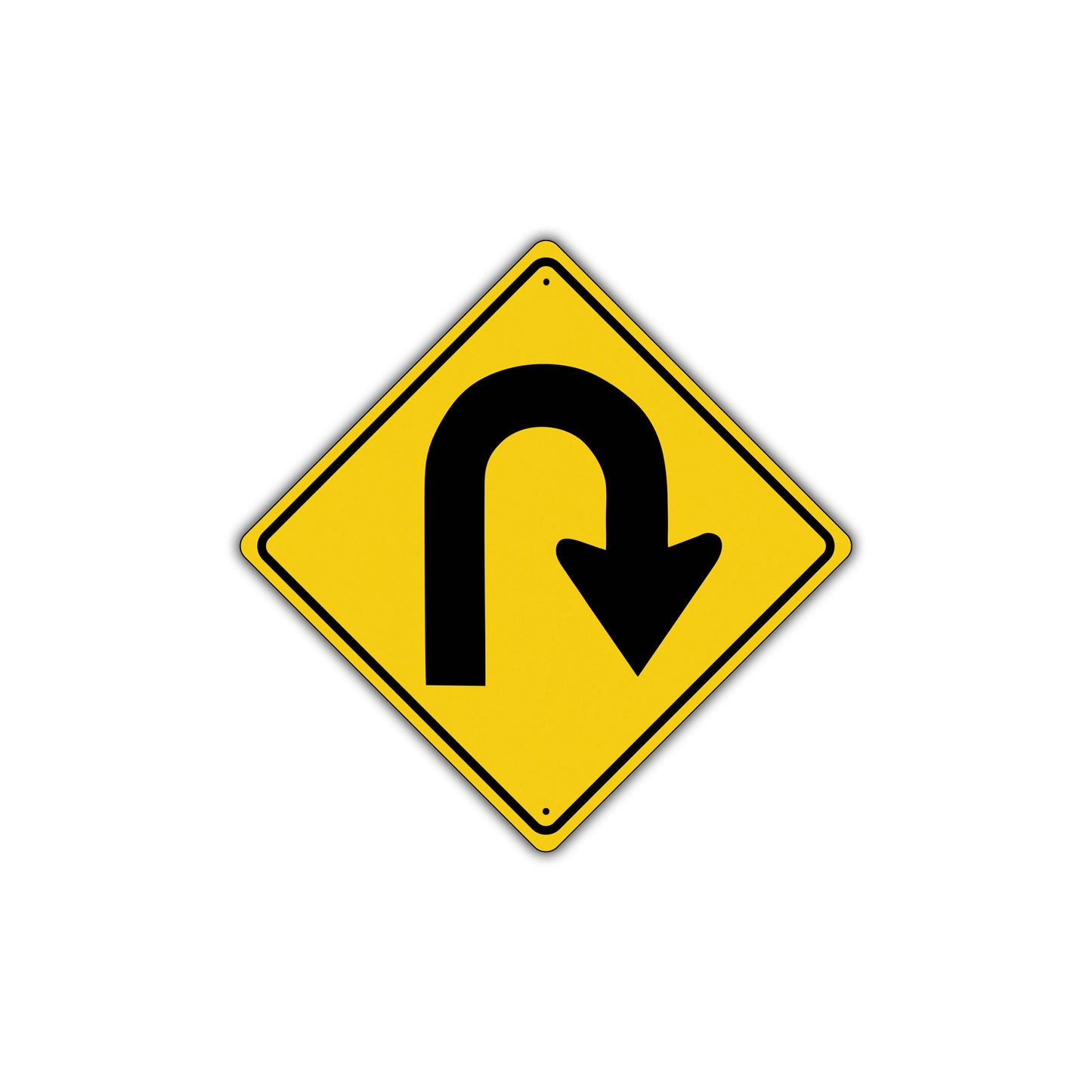Right U-Turn with Sharp Turn Symbol Road Street Attention Metal Aluminum Novelty Traffic Sign Plate