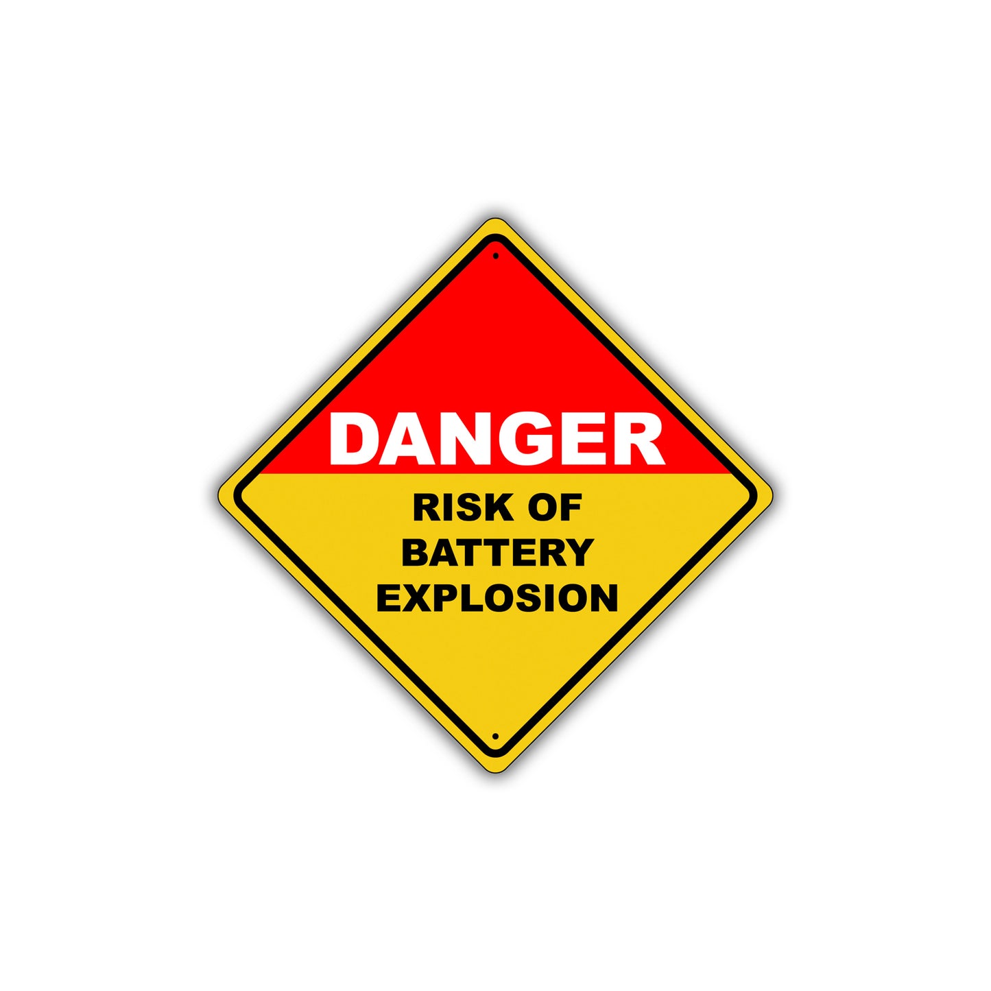 Caution Danger Risk of Battery Explosion No Smoking Sparks Flames Aluminum Novelty Notice Sign