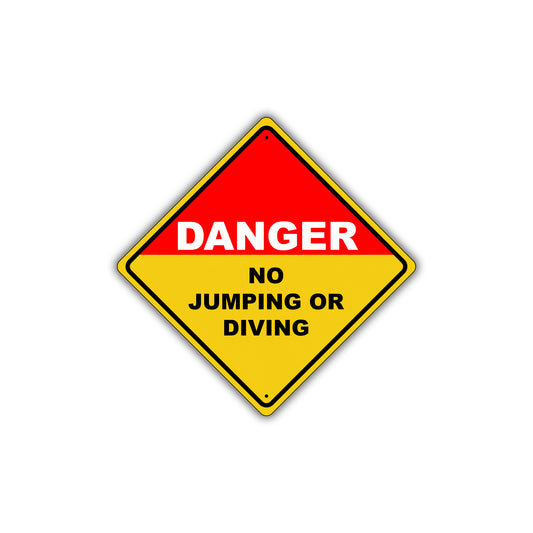 Caution Danger No Jumping or Diving Shallow Water Pool Metal Alert Aluminum Novelty Notice Sign