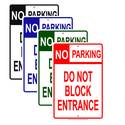 No Parking Do Not Block Entrance Aluminum Metal Sign Plate