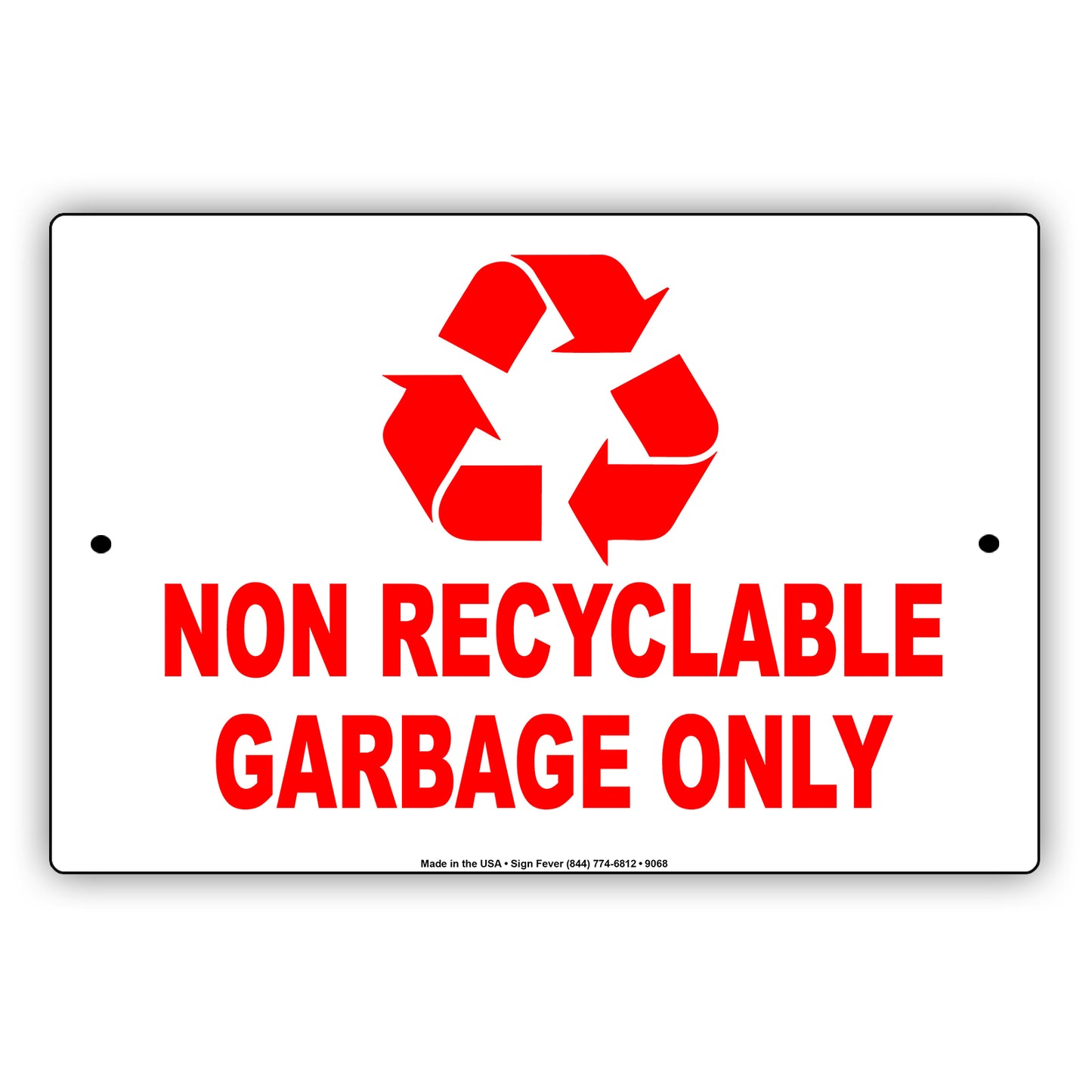 Non Recyclable Garbage Only Waste Aluminum Metal Sign Plate