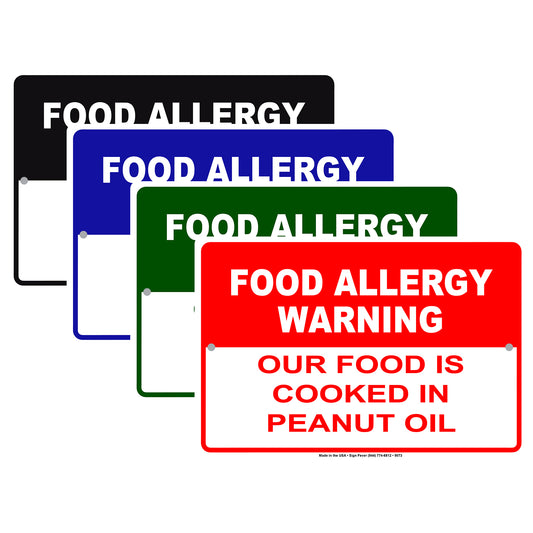 Food Allergy Warning Our Food Is Cooked In Peanut Oil Aluminum Metal Sign Plate