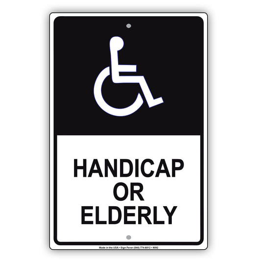 Handicap Or Elderly Parking Alert Aluminum Metal Sign Plate