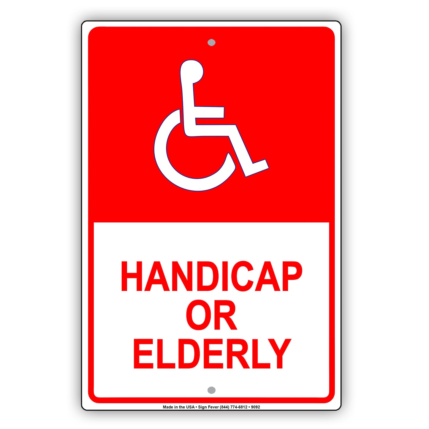 Handicap Or Elderly Parking Alert Aluminum Metal Sign Plate