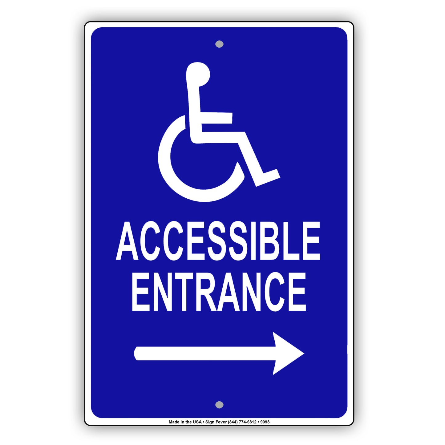 Accessible Entrance Right Side Handicap Alert Aluminum Metal Sign Plate
