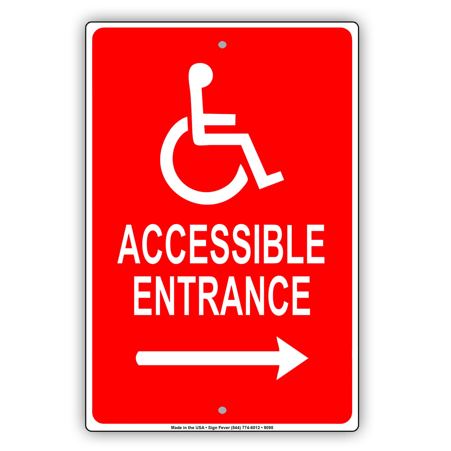 Accessible Entrance Right Side Handicap Alert Aluminum Metal Sign Plate