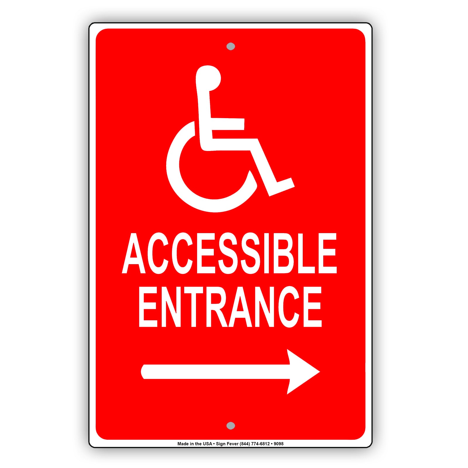 Accessible Entrance Right Side Handicap Alert Aluminum Metal Sign Plate