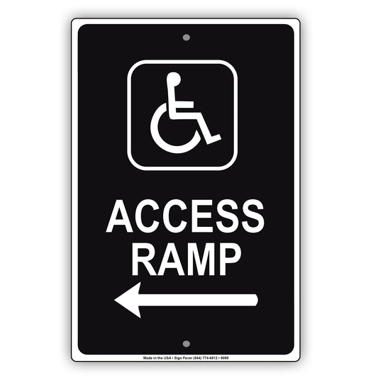 Wheelchair Access Ramp Left Arrow Aluminum Metal Sign Plate