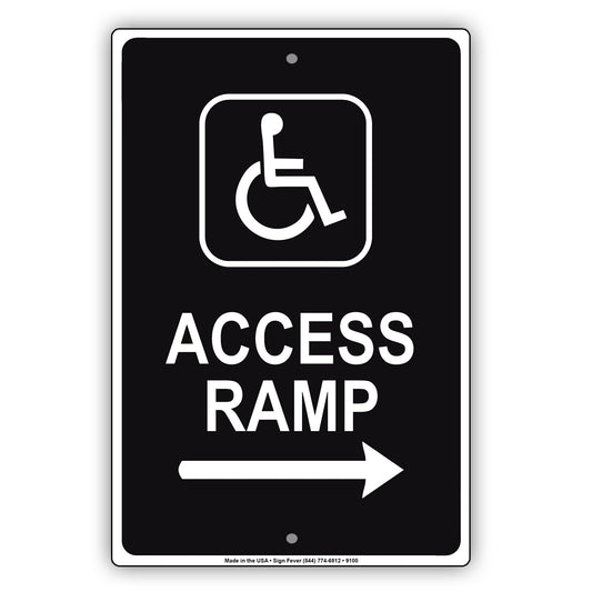 Wheelchair Access Ramp Right Arrow Aluminum Metal Sign Plate