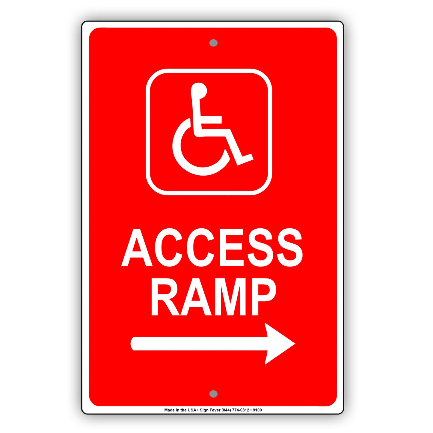 Wheelchair Access Ramp Right Arrow Aluminum Metal Sign Plate