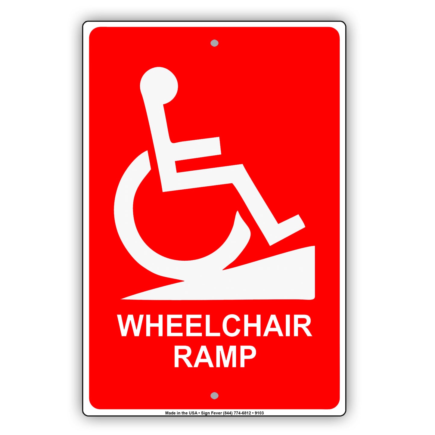Wheelchair Ramp Handicap Alert Aluminum Metal Sign Plate