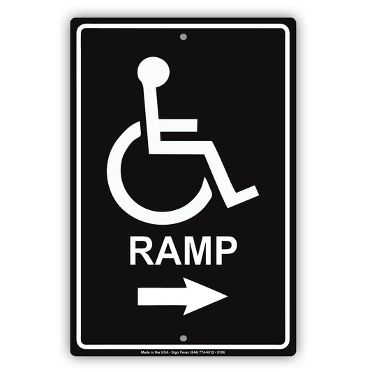 Wheelchair Ramp With Right Arrow Hospital Plate Aluminum Metal Sign
