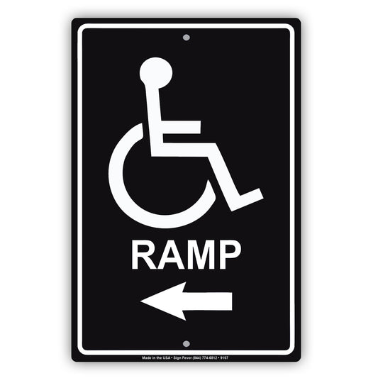 Wheelchair Ramp With Left Arrow Hospital Plate Aluminum Metal Sign
