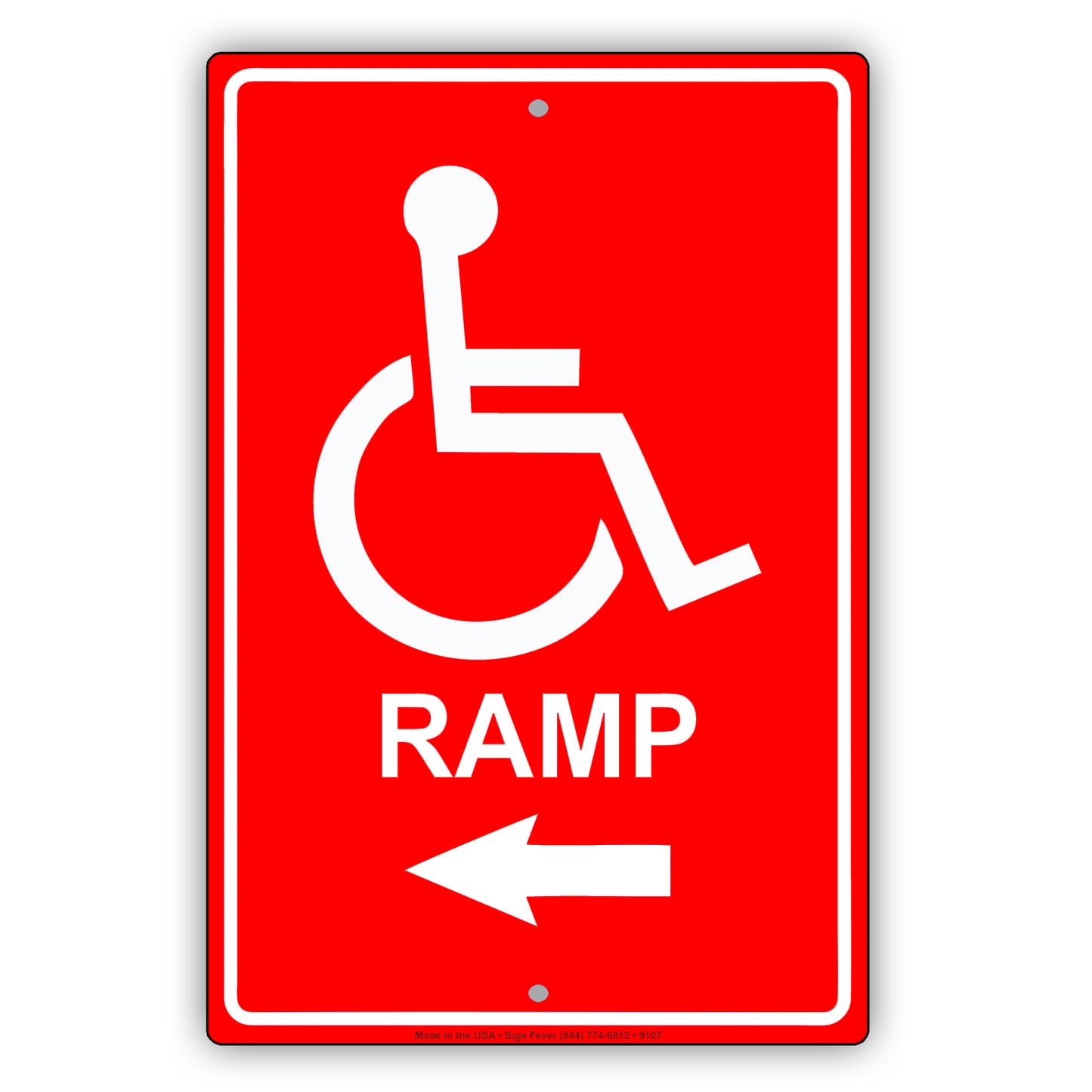 Wheelchair Ramp With Left Arrow Hospital Plate Aluminum Metal Sign