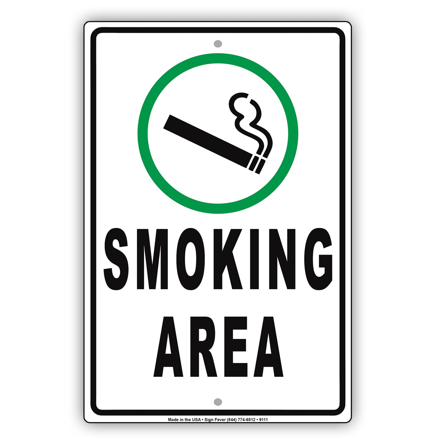 Smoking Area Alert Aluminum Metal Sign Plate