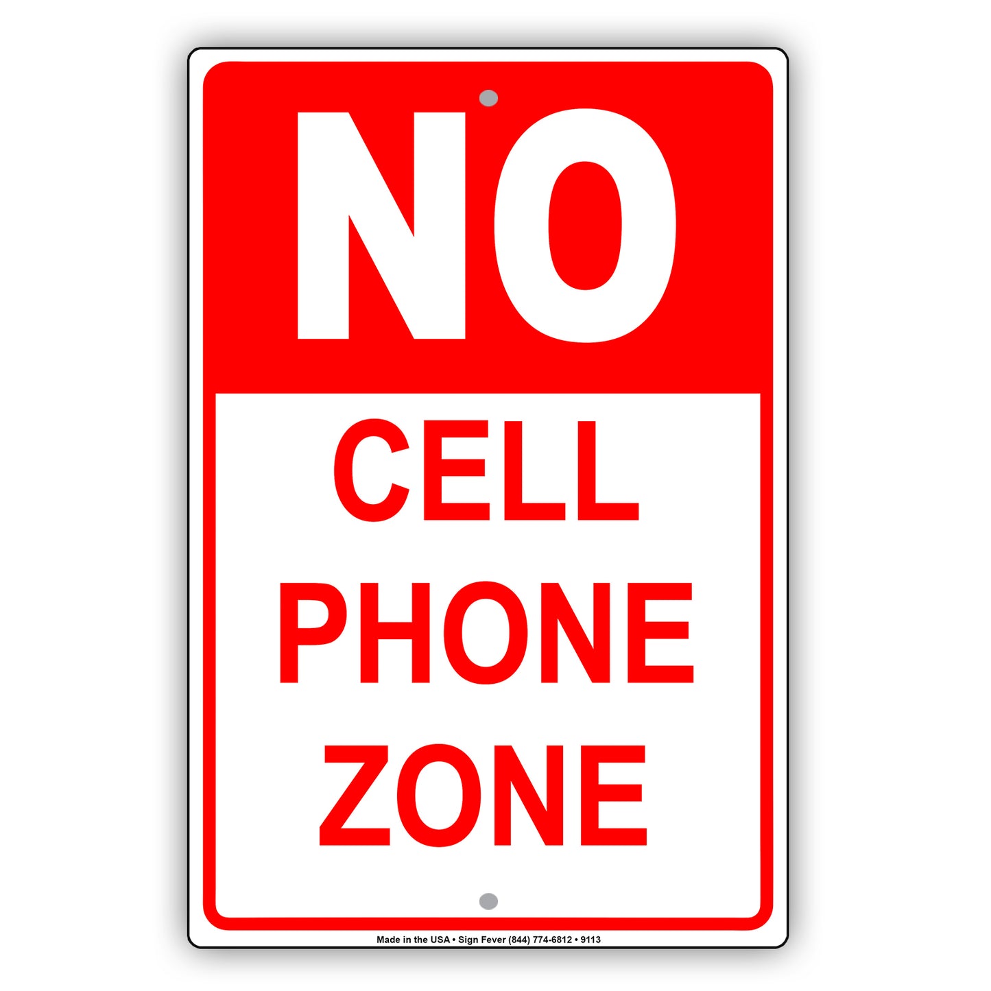 No Cell Phone Zone Restricted Area Aluminum Metal Sign