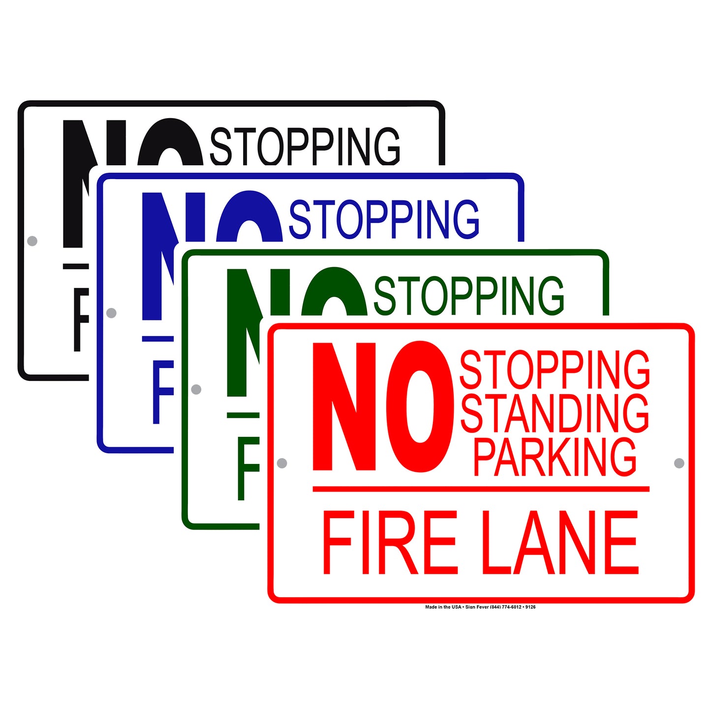 No Stopping Standing Parking Fire Lane Aluminum Metal Sign