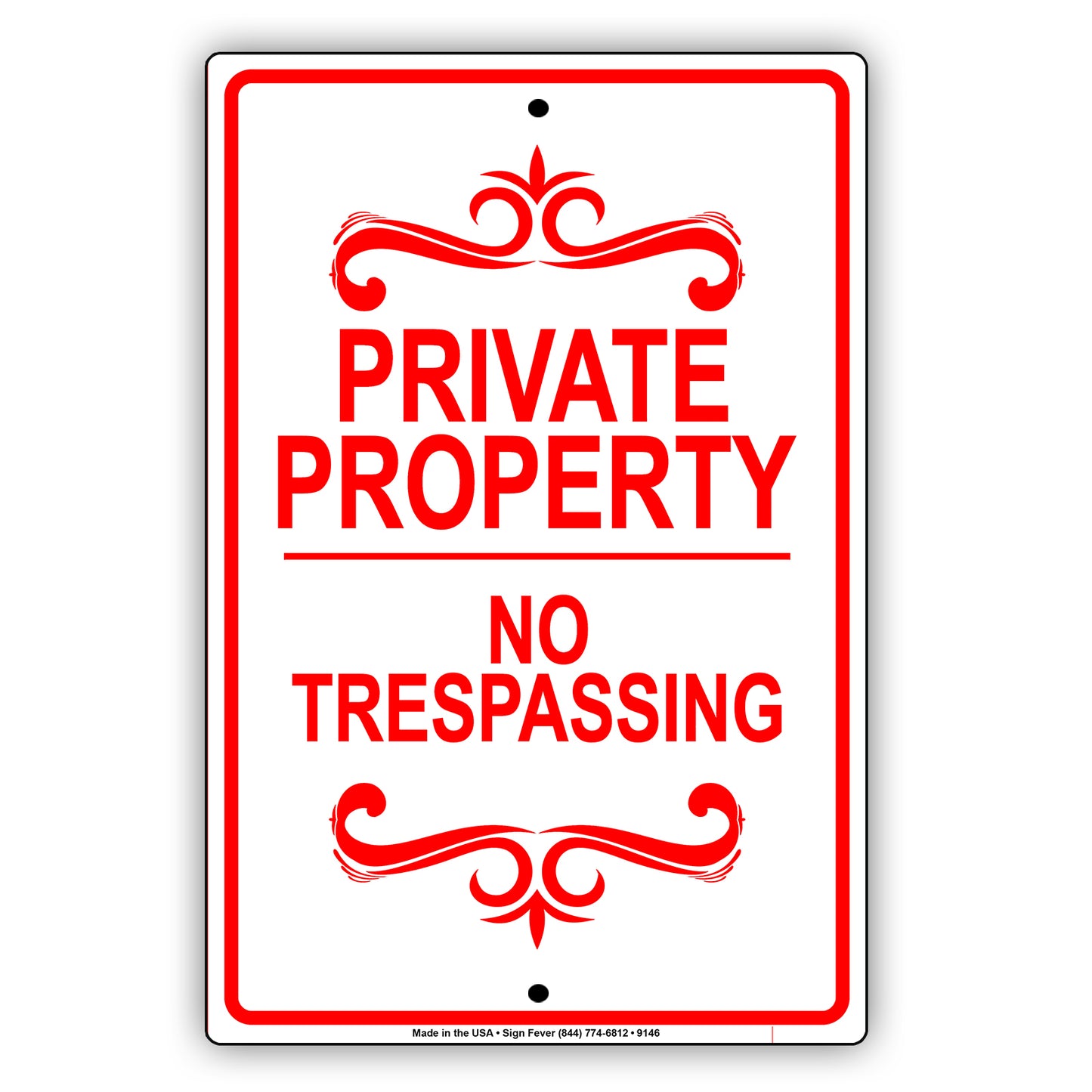 Private Property No Trespassing Restriction Aluminum Metal Sign