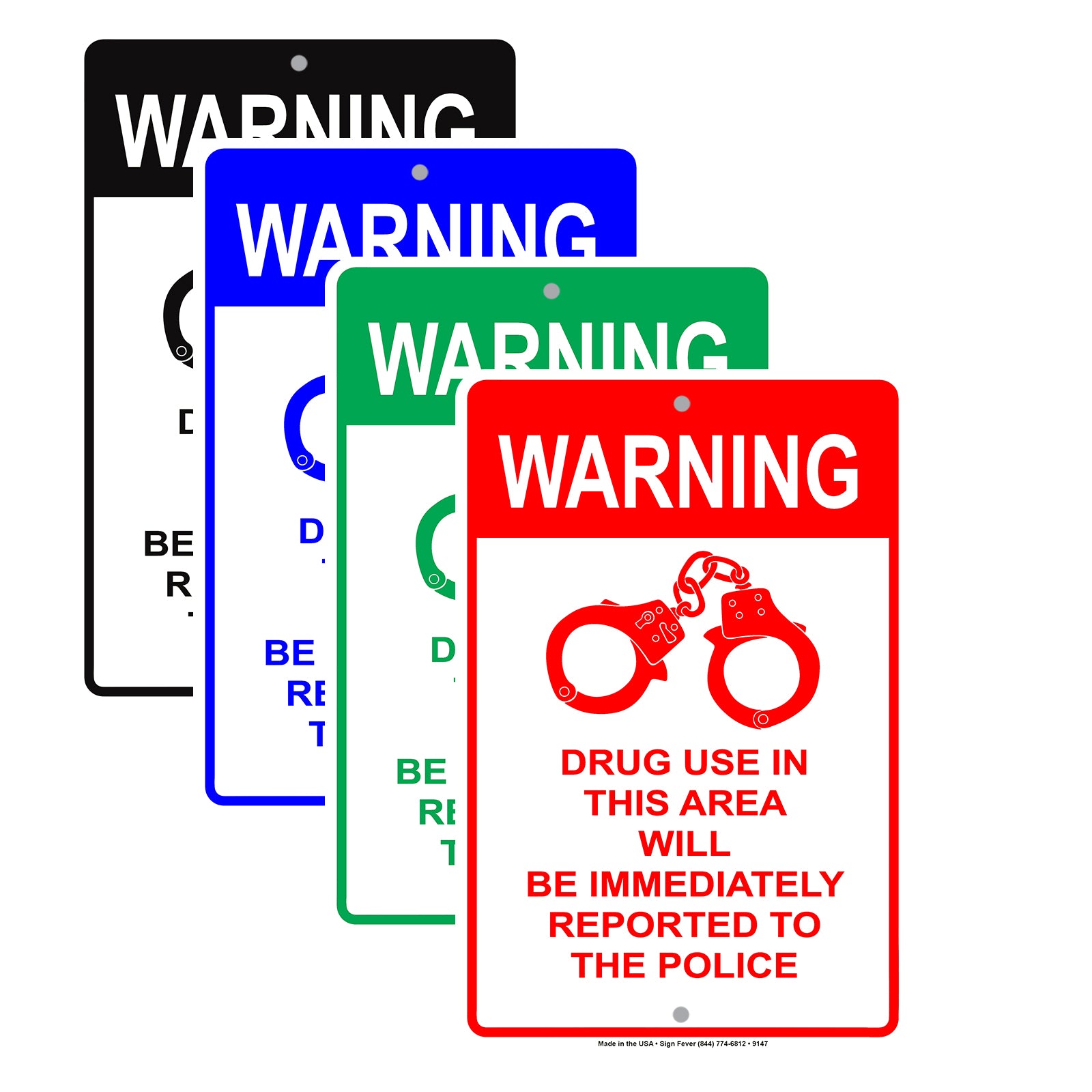 Warning Drug Use In This Area Will Be Immediately Reported To The Police Aluminum Decor Garage Sign