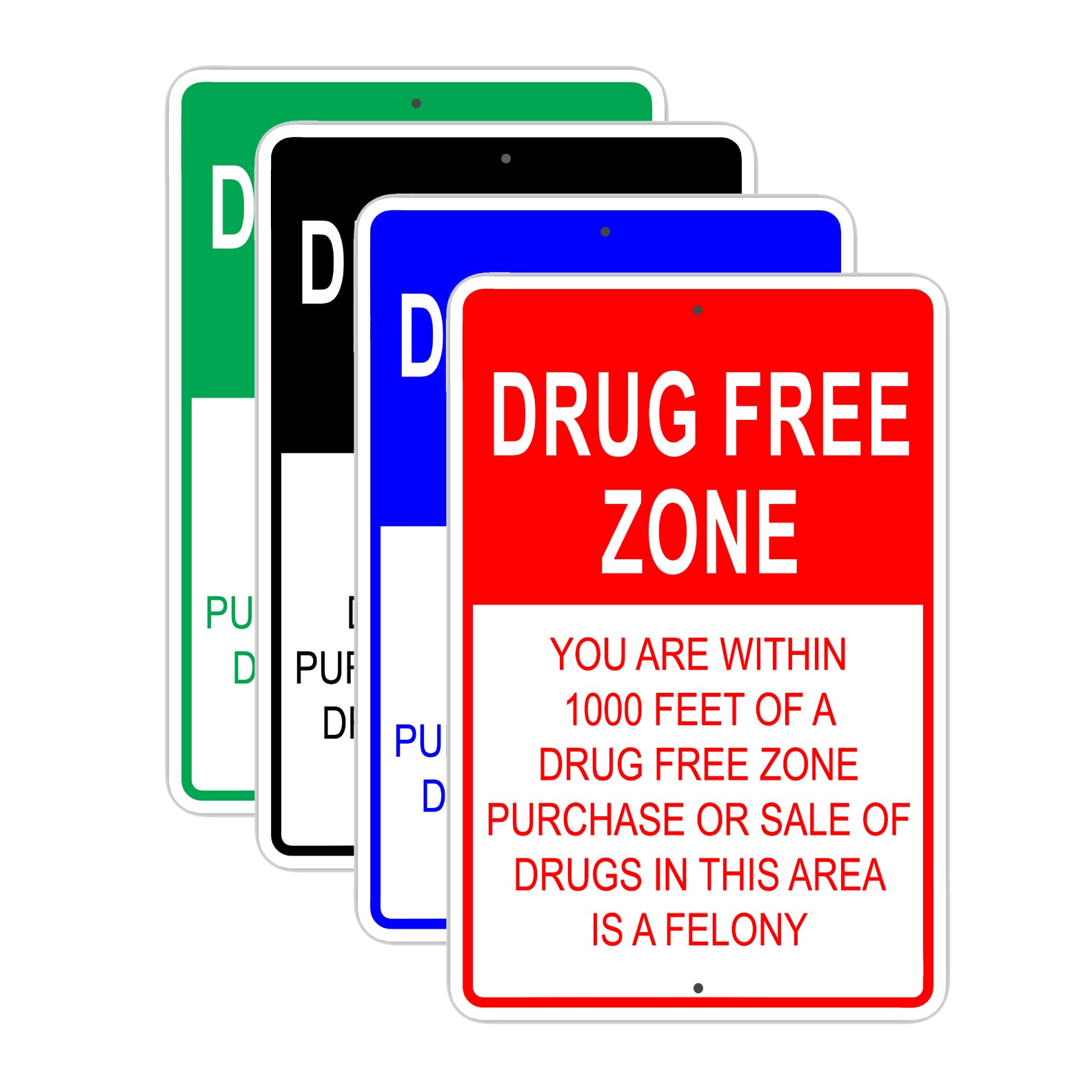 Drug Free Zone Purchase or Sale Is Prohibited Aluminum Metal Sign