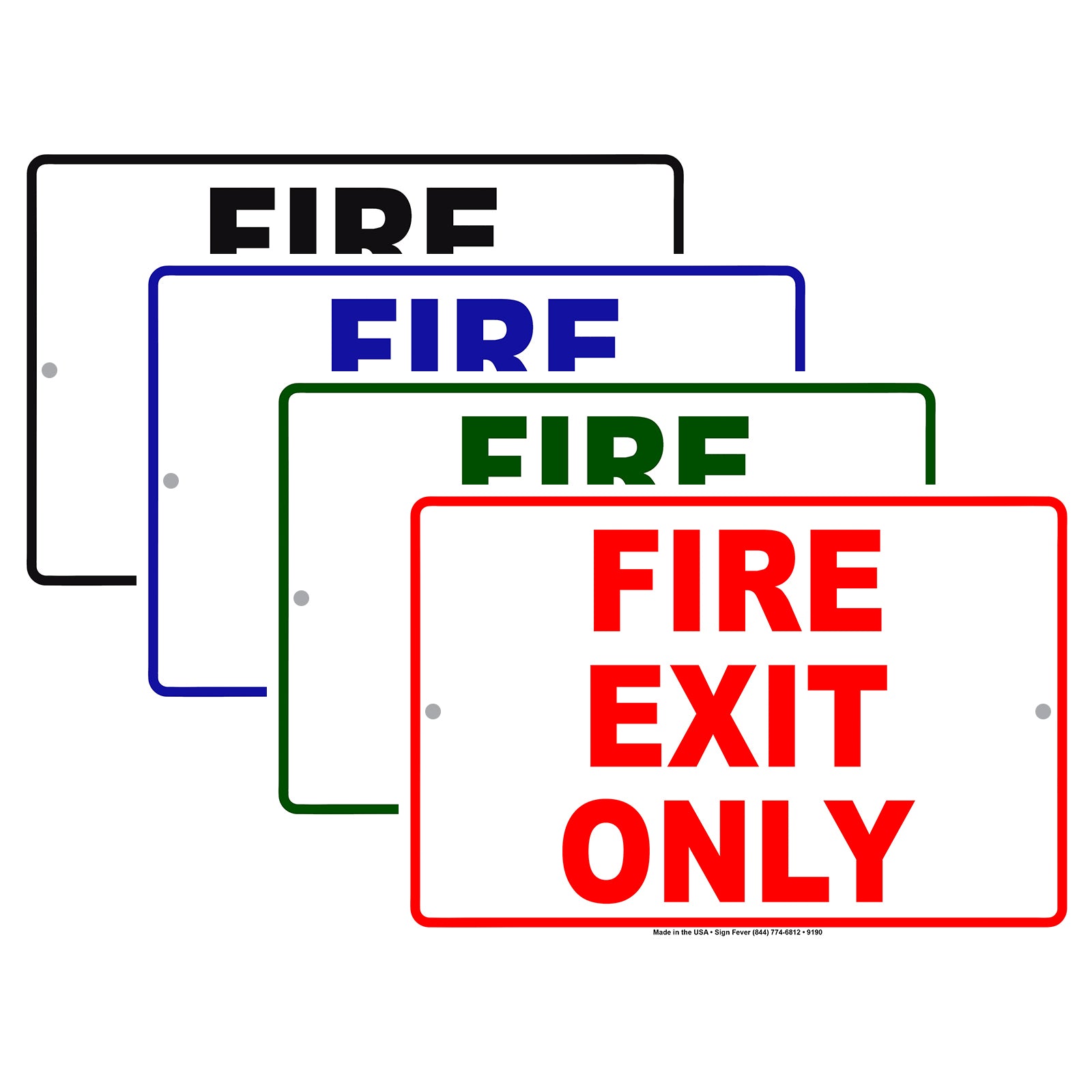 Fire Exit Only Danger Keep Out Warning Restriction Aluminum Metal Sign