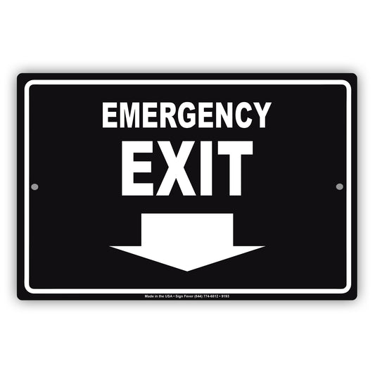 Emergency Exit With Down Arrow Do Not Block Aluminum Metal Sign