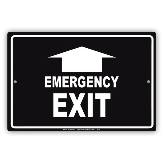 Emergency Exit With Up Arrow Do Not Block Aluminum Metal Sign
