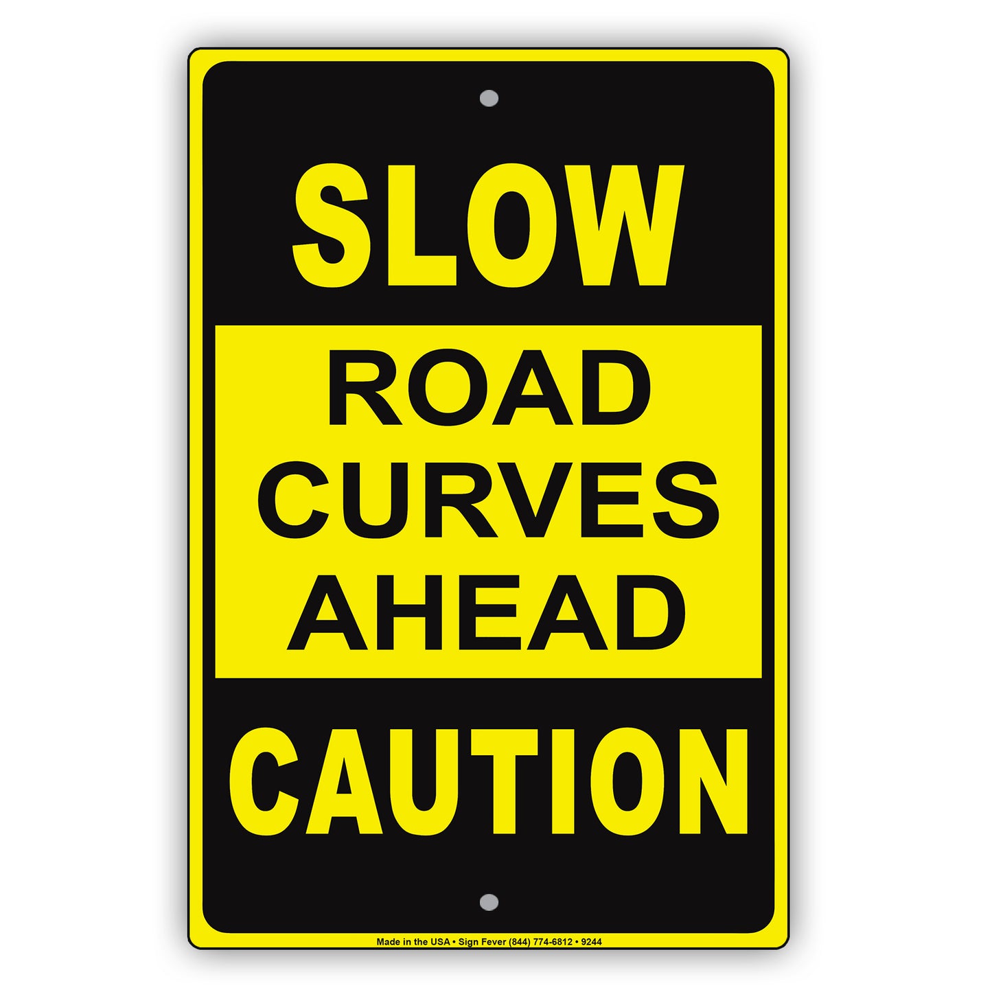 Caution Slow Road Curves Ahead Be Carefull Aluminum Metal Sign Plate