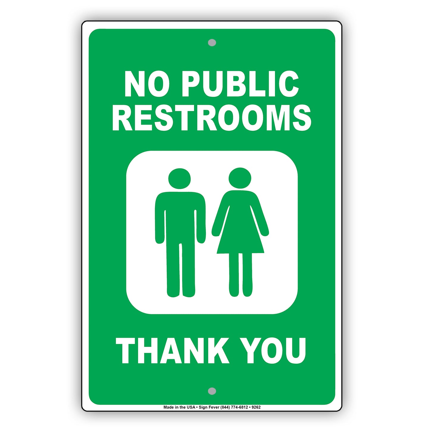 No Public Restrooms Thank You Couple Aluminum Metal Sign Plate