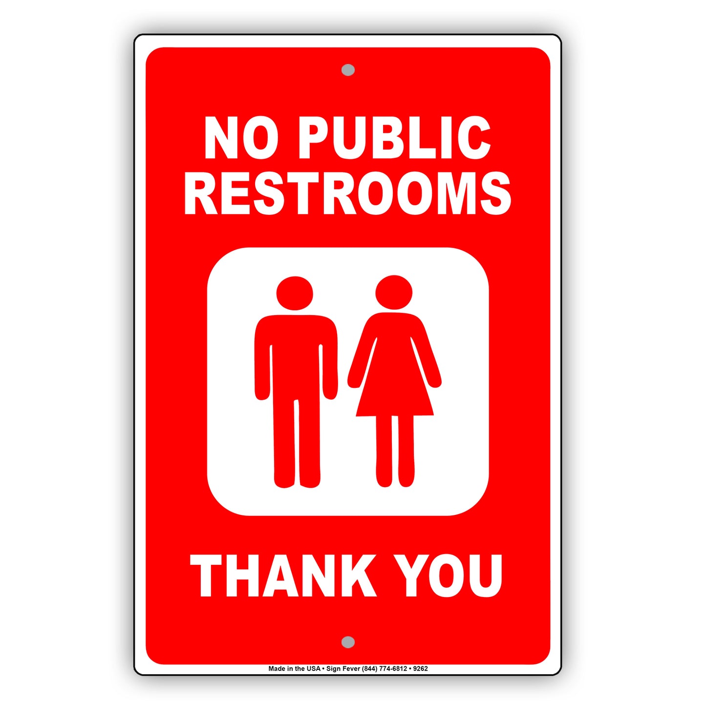 No Public Restrooms Thank You Couple Aluminum Metal Sign Plate