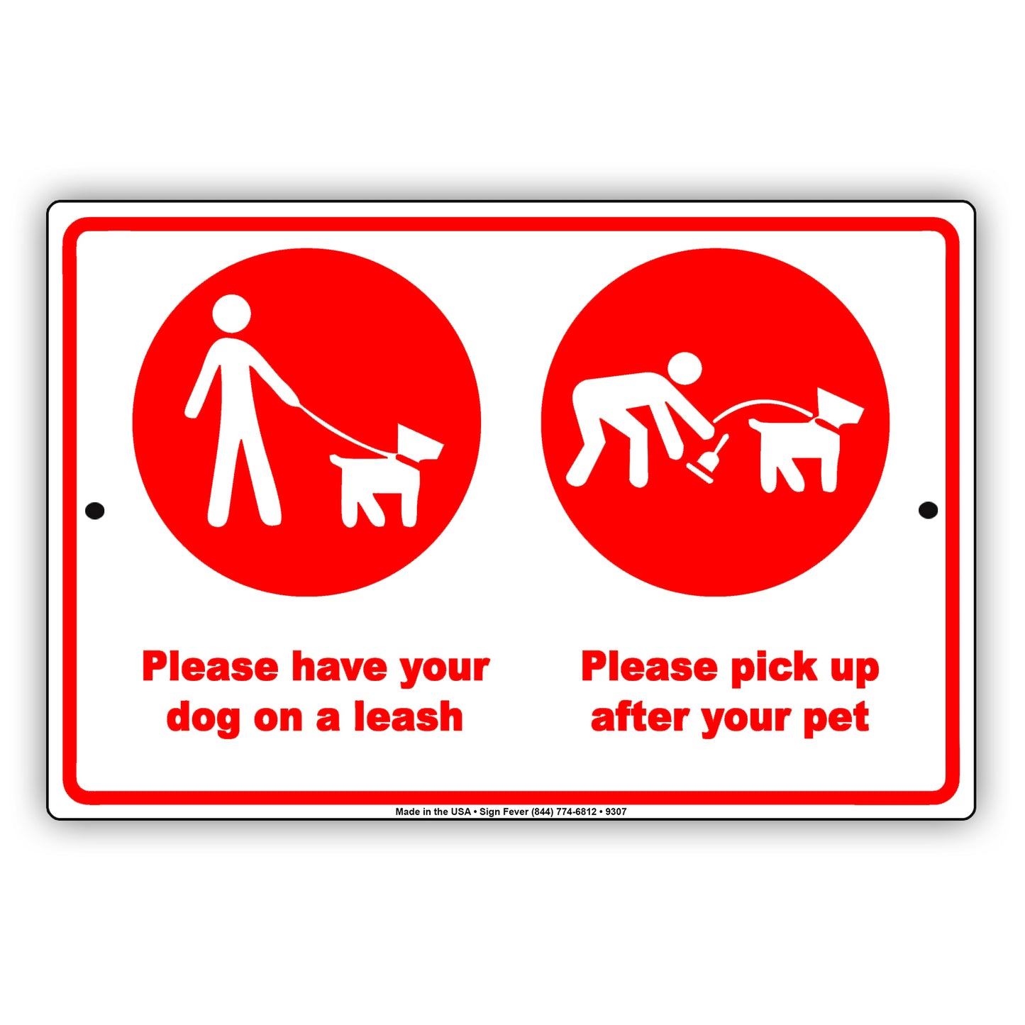 Please Have Your Dog On A Leash Pick Up After Your Pet Caution Warning Notice Aluminum Sing