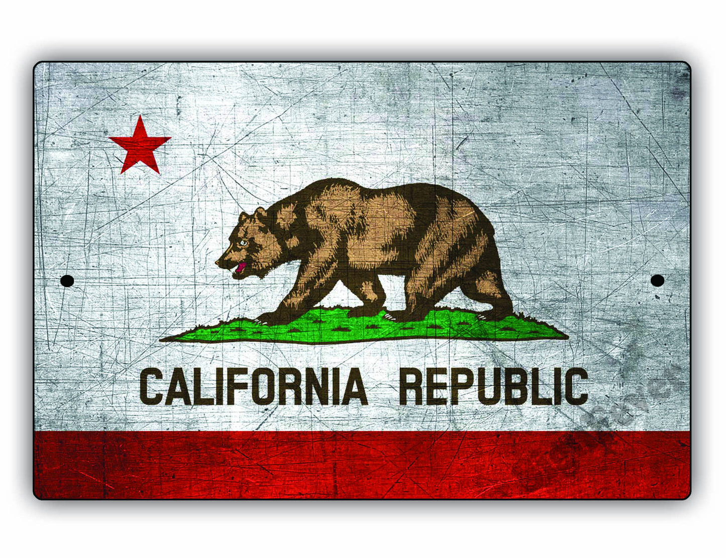California State Flag Novelty Vintage Rustic Grunge Wall Decor Gift Aluminum Metal Sign Plate
