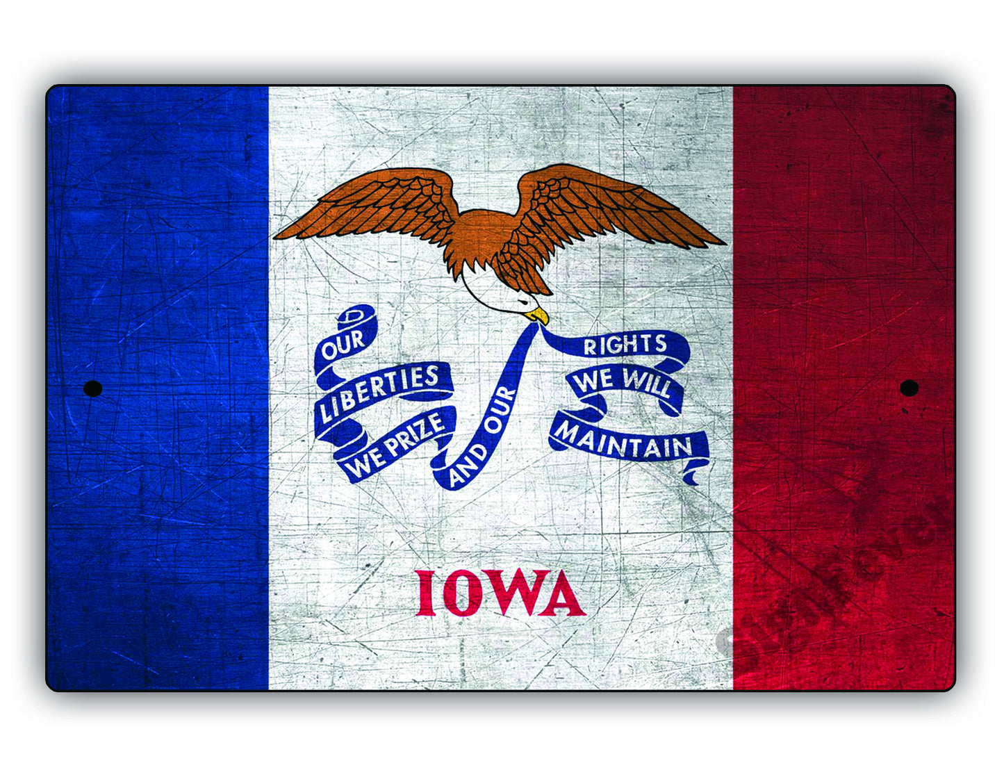 Iowa State Flag Novelty Vintage Rustic Grunge Wall Decor Gift Aluminum Metal Sign Plate