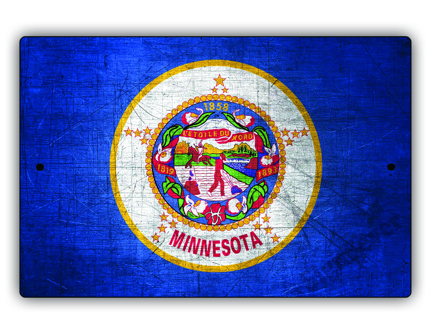 Minnesota State Flag Novelty Vintage Rustic Grunge Wall Decor Gift Aluminum Metal Sign Plate