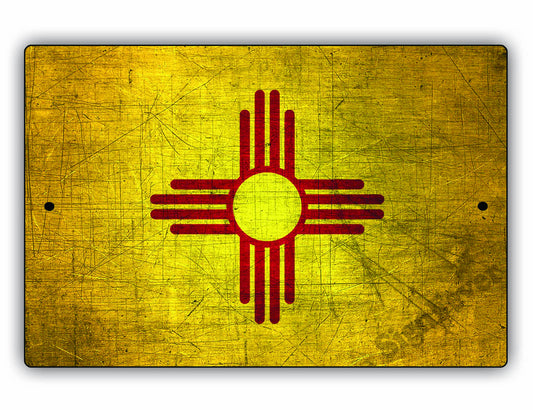 New Mexico State Flag Novelty Vintage Rustic Grunge Wall Decor Gift Aluminum Metal Sign Plate