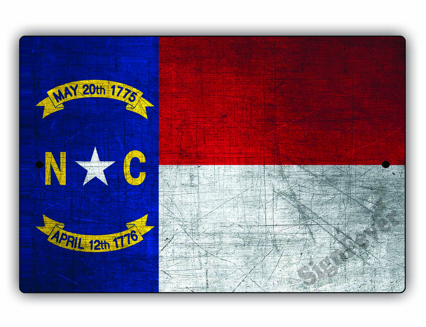 North Carolina State Flag Novelty Vintage Rustic Grunge Wall Decor Gift Aluminum Metal Sign Plate