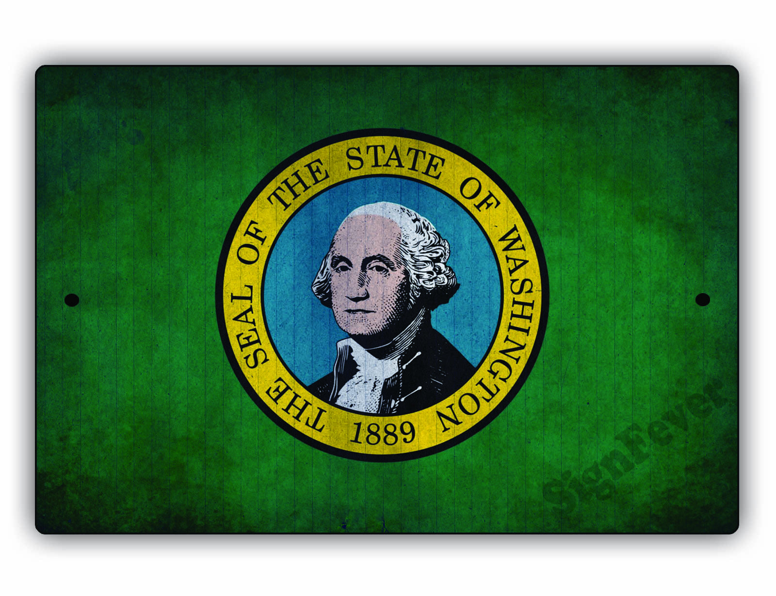 Washington State Flag Novelty Vintage Rustic Grunge Wall Decor Gift Aluminum Metal Sign Plate