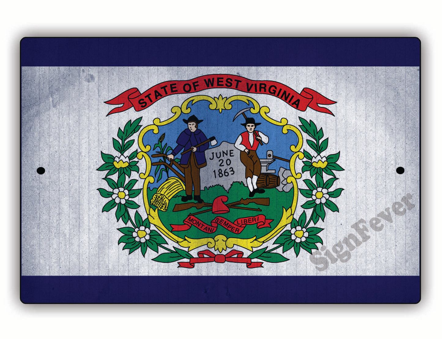 West Virginia State Flag Novelty Vintage Rustic Grunge Wall Decor Gift Aluminum Metal Sign Plate