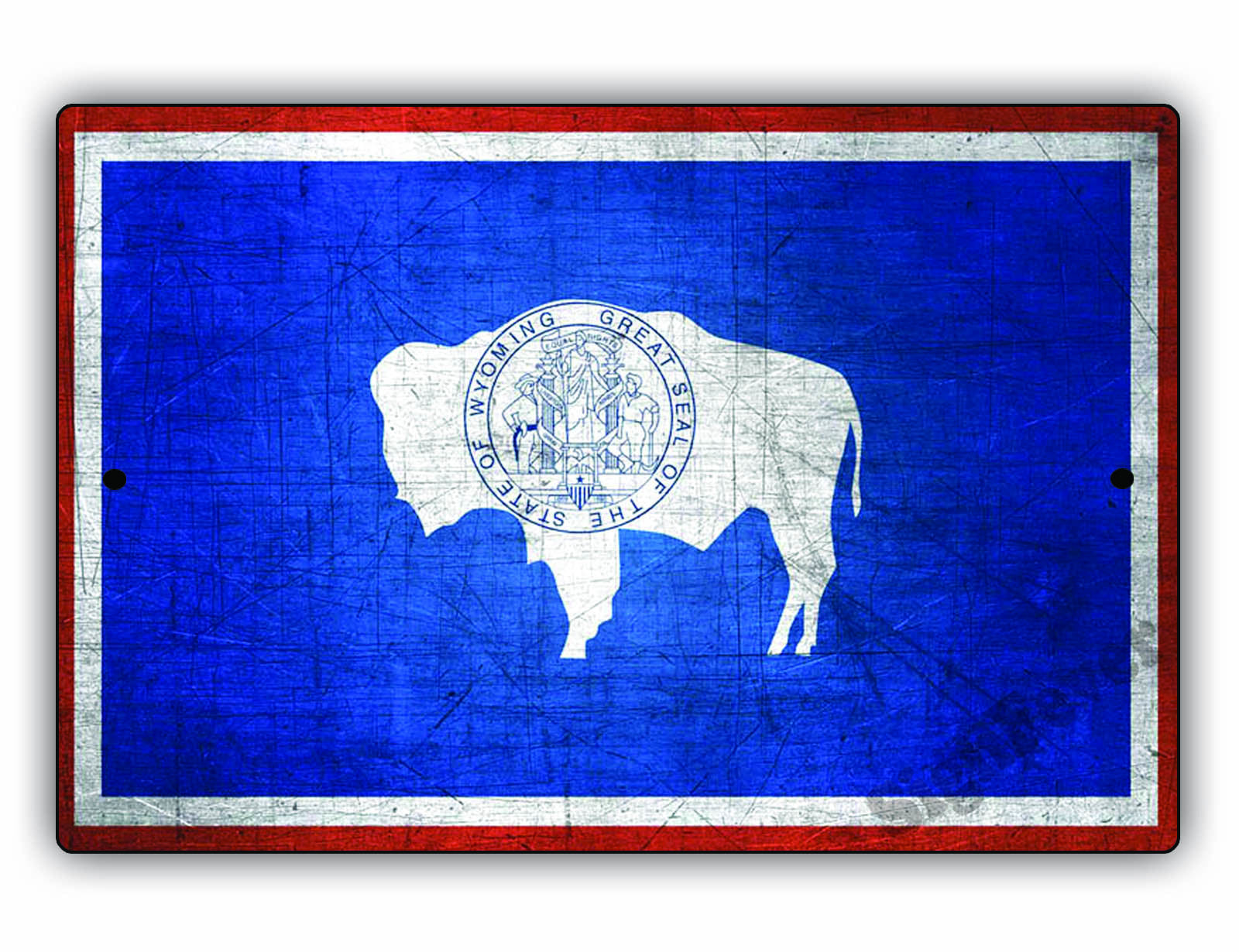 Wyoming State Flag Novelty Vintage Rustic Grunge Wall Decor Gift Aluminum Metal Sign Plate