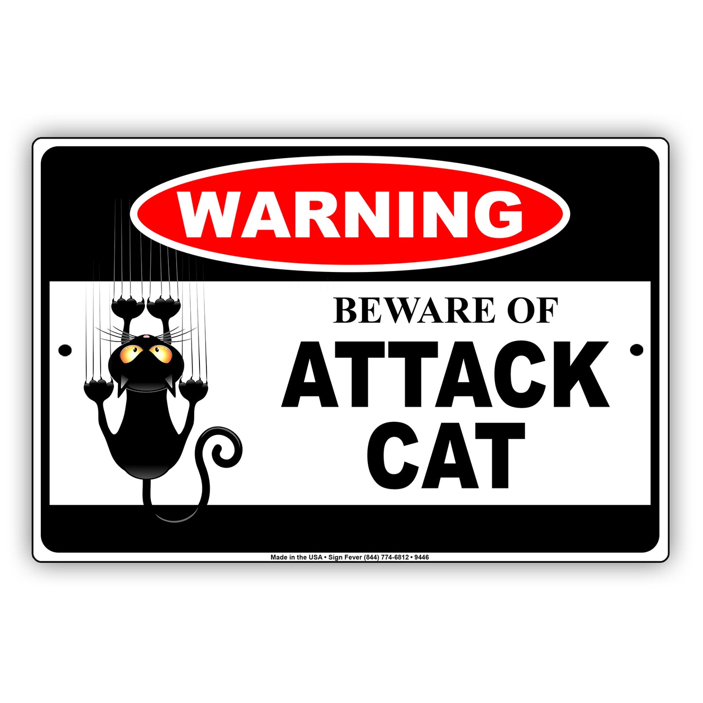 Warning Beware Of Attack Cat Danger Alert Caution Notice Aluminum Metal Sign Plate