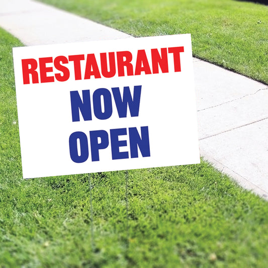 Restaurant Now Open Coroplast Yard Sign