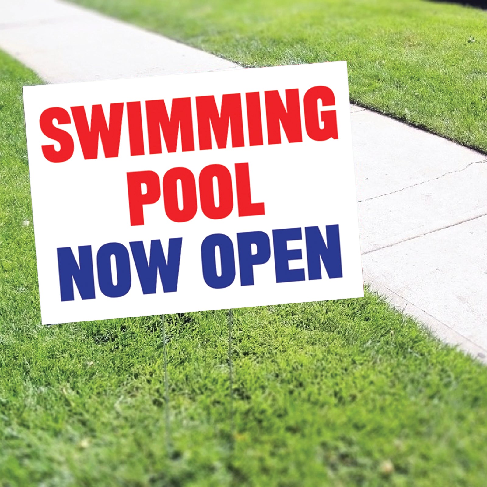 Swimming Pool Now Open Coroplast Yard Sign