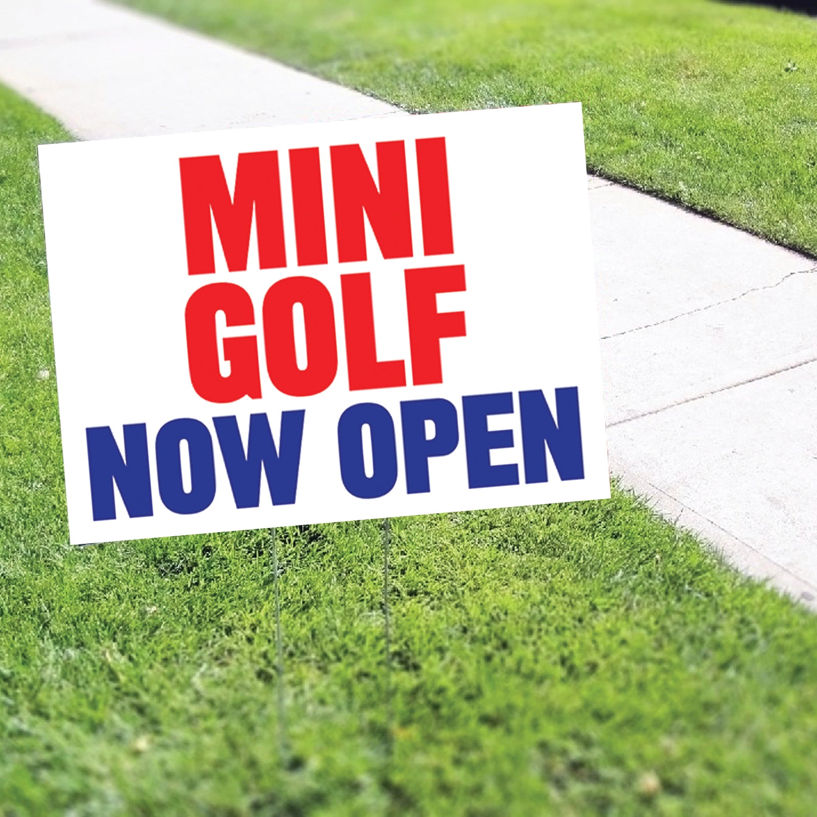 Mini Golf Now Open Coroplast Yard Sign - Sign Fever