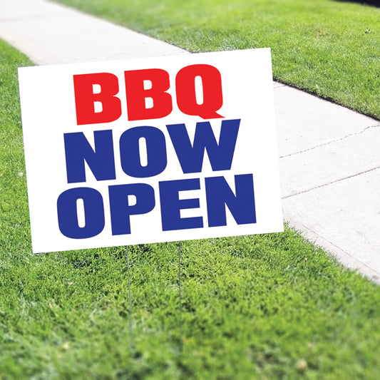 BBQ Barbecue Now Open Coroplast Yard Sign